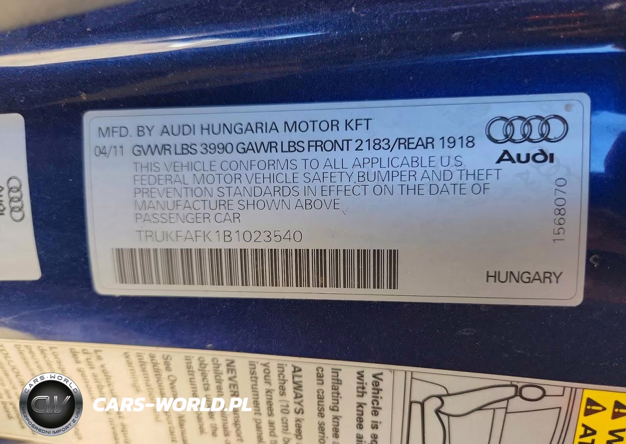 2011 Audi Tt Prestige VIN:TRUKFAFK1B1023540 - 13