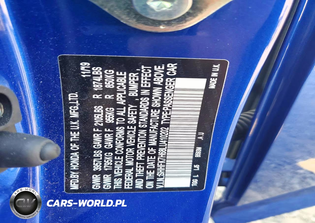 2020 Honda Civic Ex VIN:SHHFK7H68LU410202 - 12