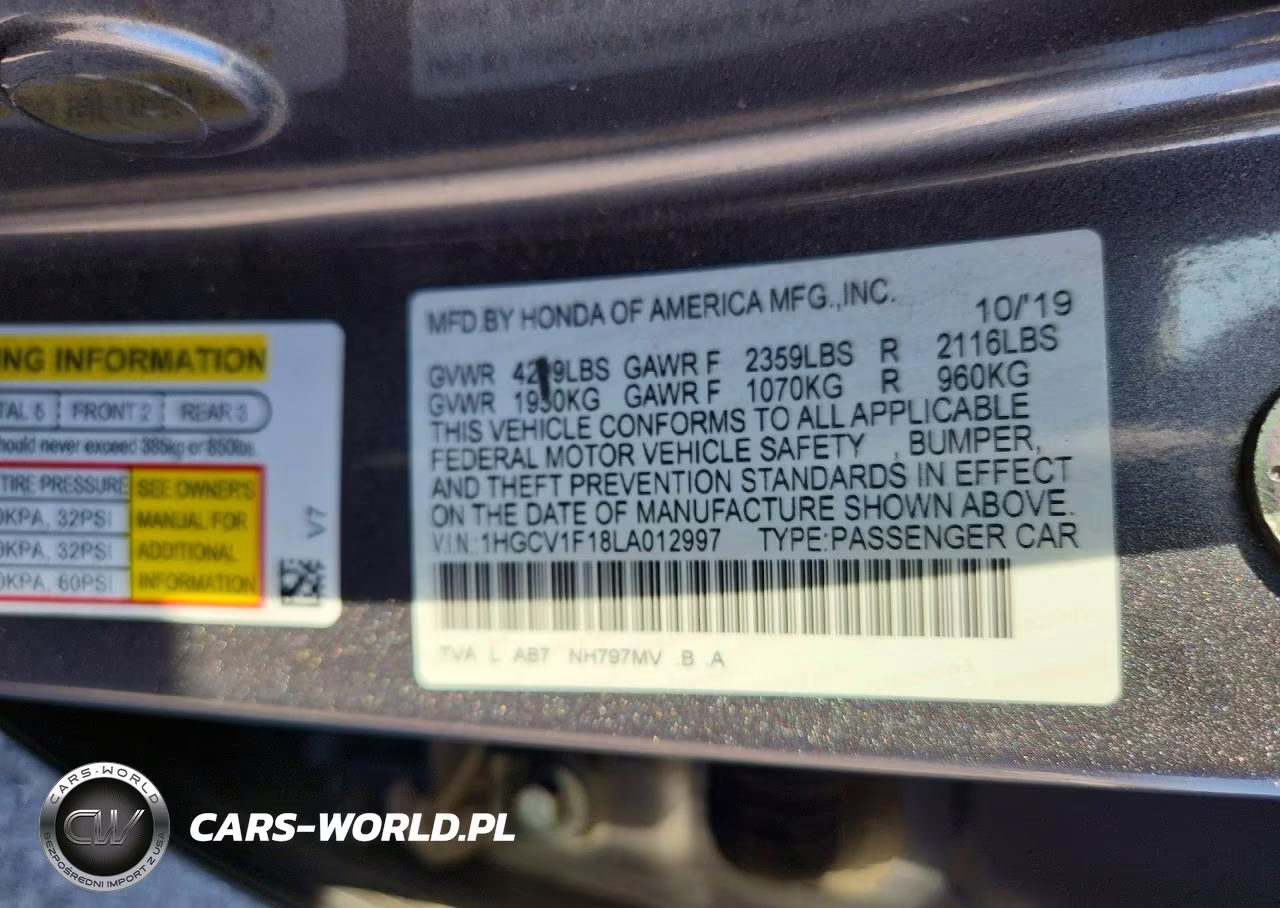 2020 Honda Accord Lx VIN:1HGCV1F18LA012997 - 12