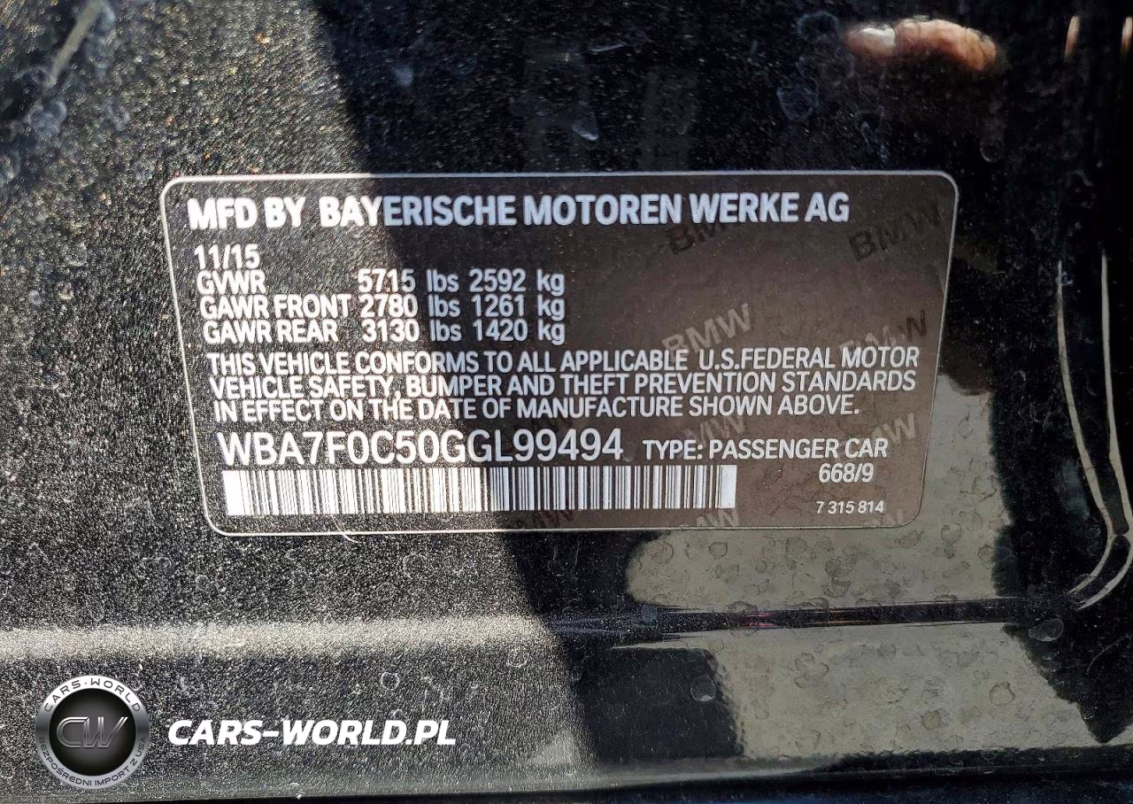 2016 BMW 750 I VIN:WBA7F0C50GGL99494 - 12