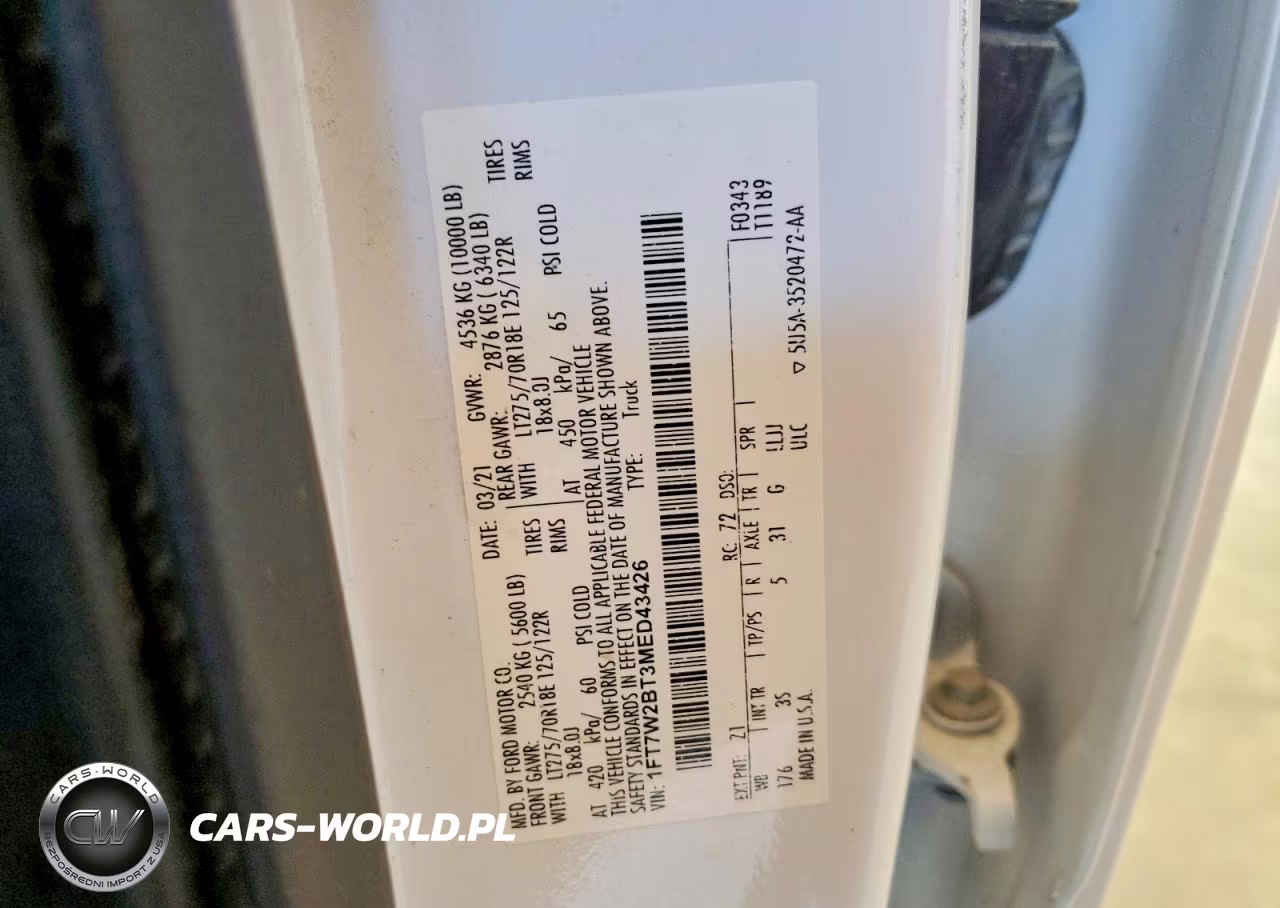 2021 Ford F250 Super Duty VIN:1FT7W2BT3MED43426 - 13