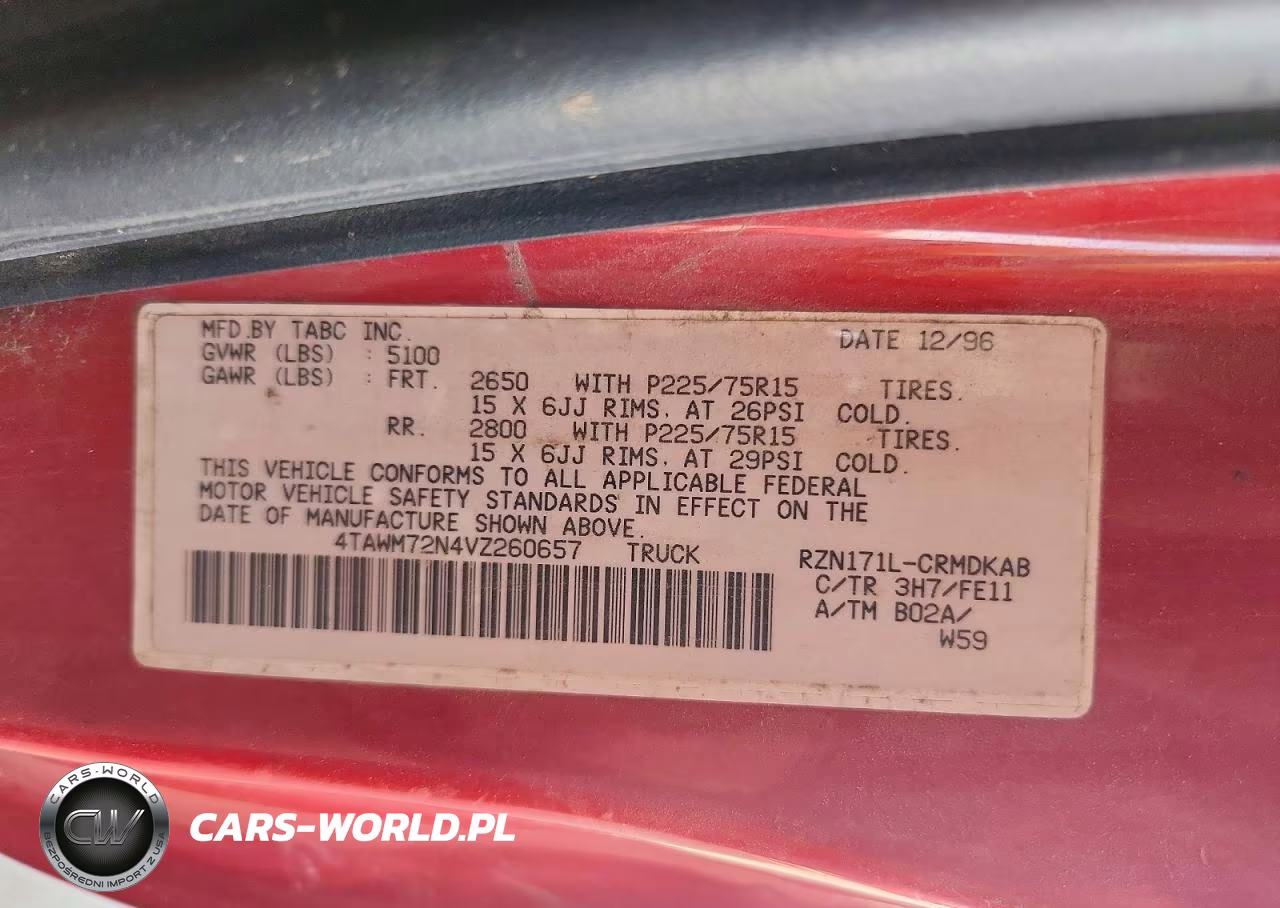 1997 Toyota Tacoma Base VIN:4TAWM72N4VZ260657 - 12