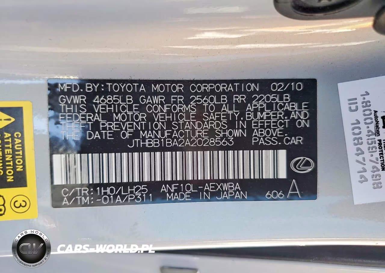 2010 Lexus Hs 250H VIN:JTHBB1BA2A2028563 - 13