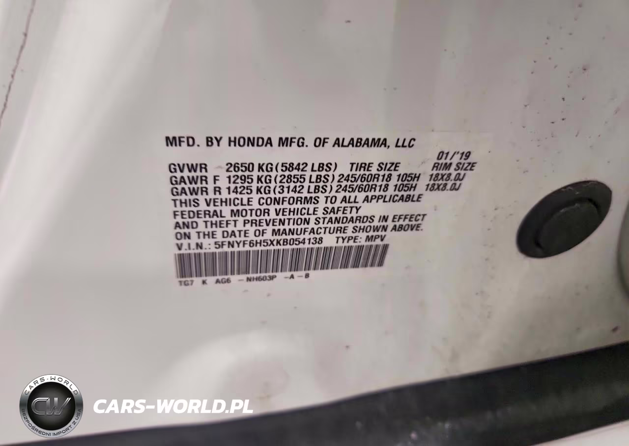 2019 Honda Pilot Exl VIN:5FNYF6H5XKB054138 - 13