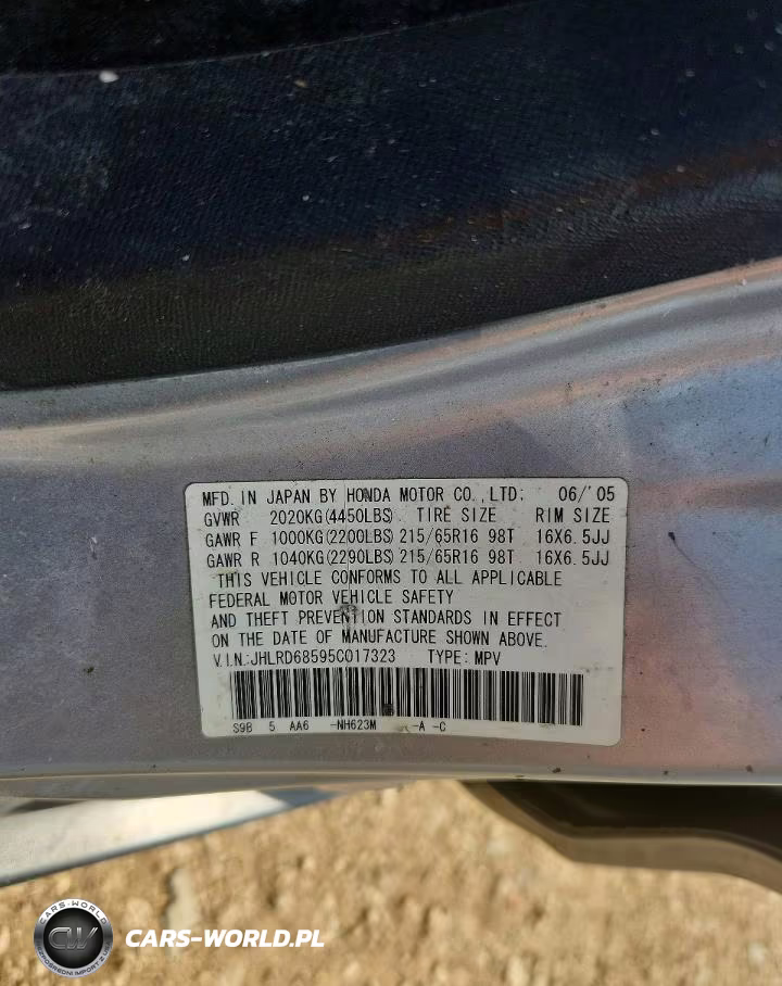 2005 Honda Cr-V Lx VIN:JHLRD68595C017323 - 14