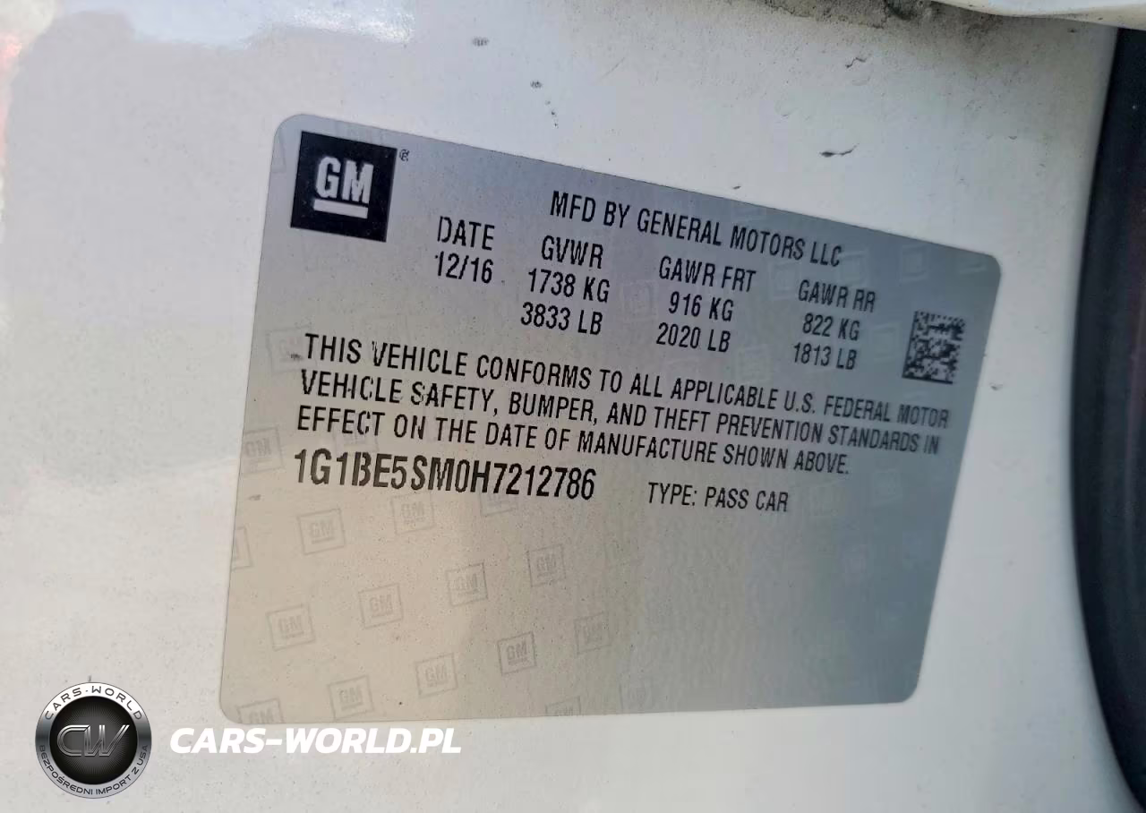 2017 Chevrolet Cruze Lt VIN:1G1BE5SM0H7212786 - 12