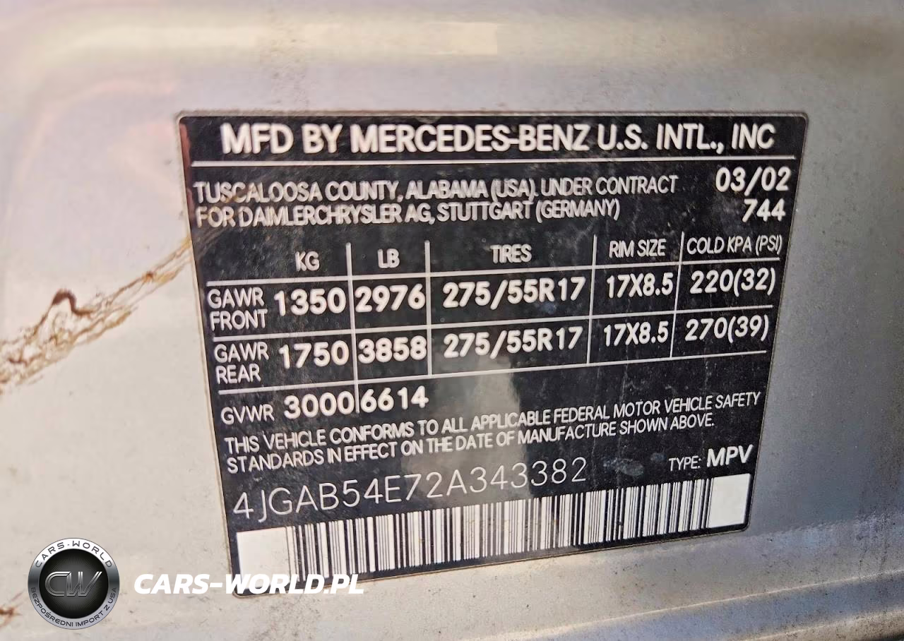 2002 Mercedes-Benz Ml 320 VIN:4JGAB54E72A343382 - 14