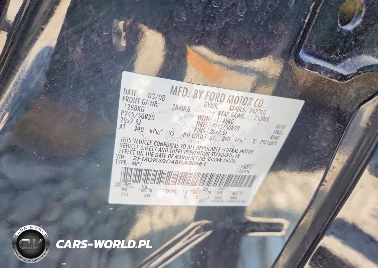2008 Ford Edge Limited VIN:2FMDK39C48BA90561 - 13