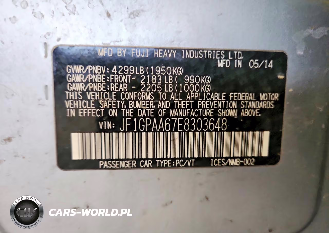 2014 Subaru Impreza VIN:JF1GPAA67E8303648 - 12