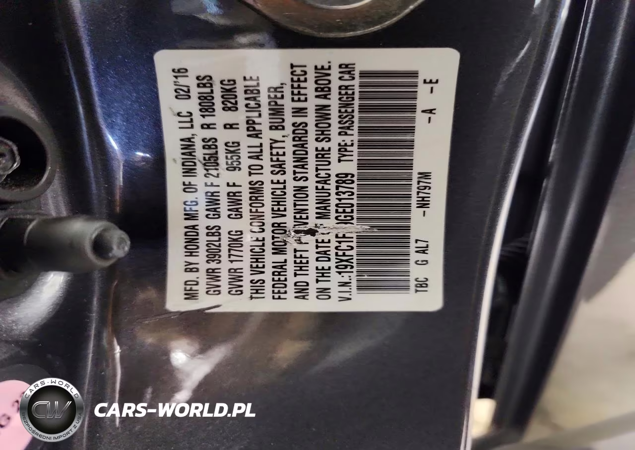 2016 Honda Civic Ex VIN:19XFC1F39GE013789 - 12