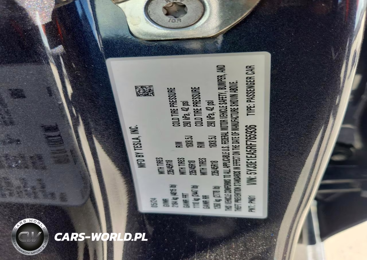 2024 Tesla Model 3 VIN:5YJ3E1EA5RF765936 - 12