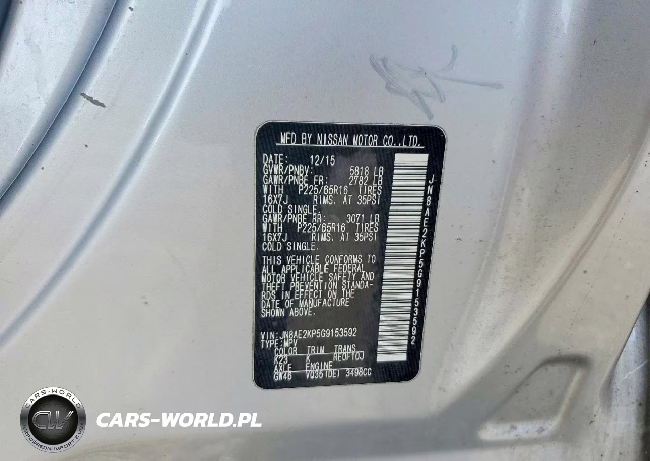 2016 Nissan Quest 3.5 Sv VIN:JN8AE2KP5G9153592 - 13