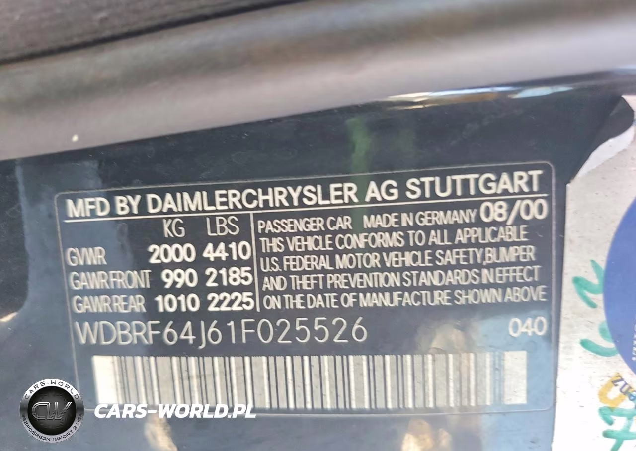 2001 Mercedes-Benz C 320 VIN:WDBRF64J61F025526 - 12