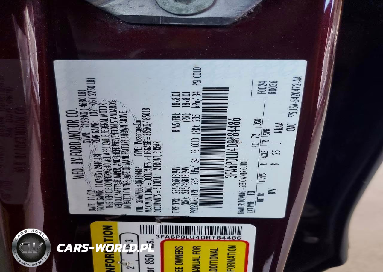 2013 Ford Fusion Se Hybrid VIN:3FA6P0LU4DR184486 - 12