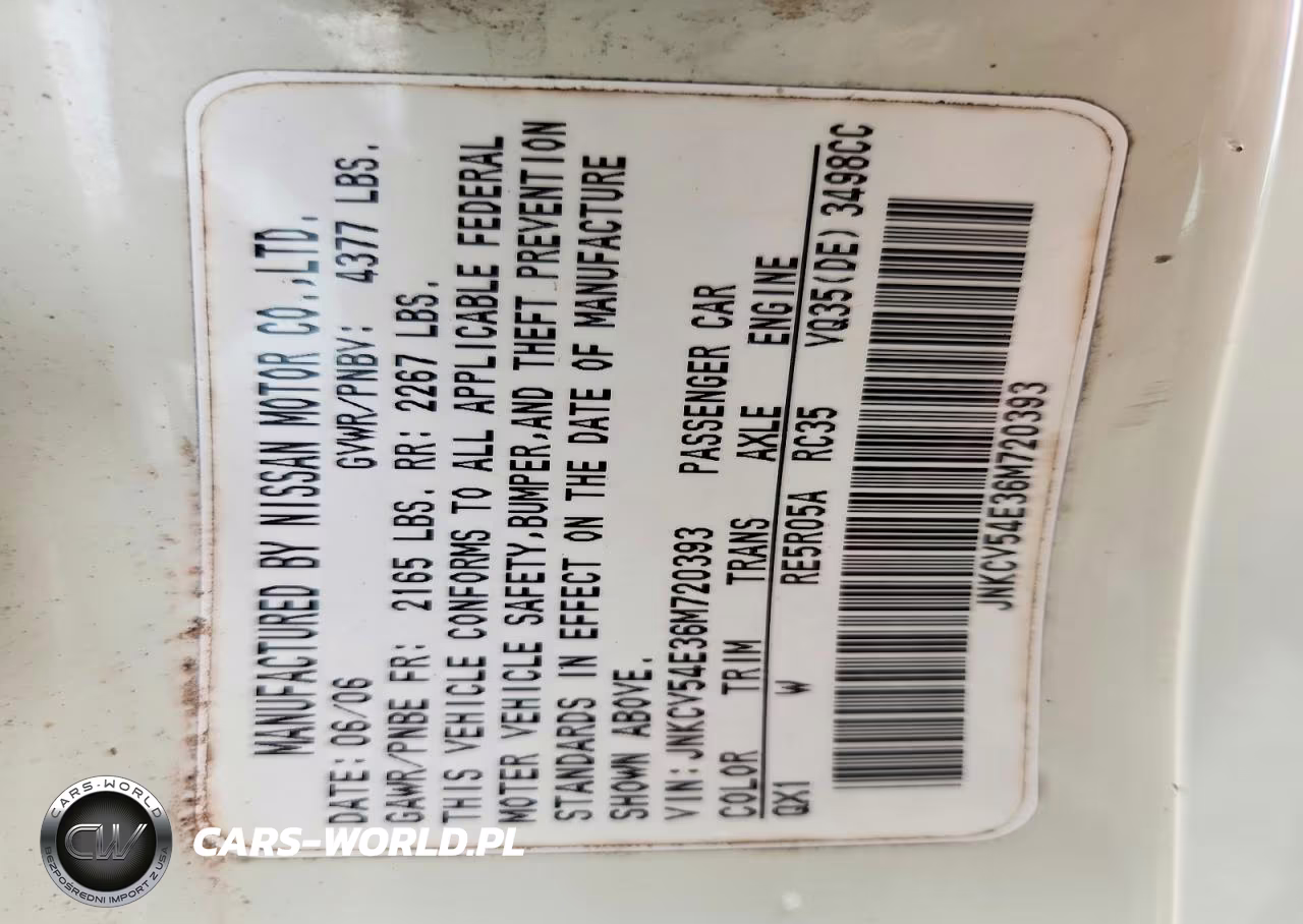 2006 Infiniti G35 Base VIN:JNKCV54E36M720393 - 12