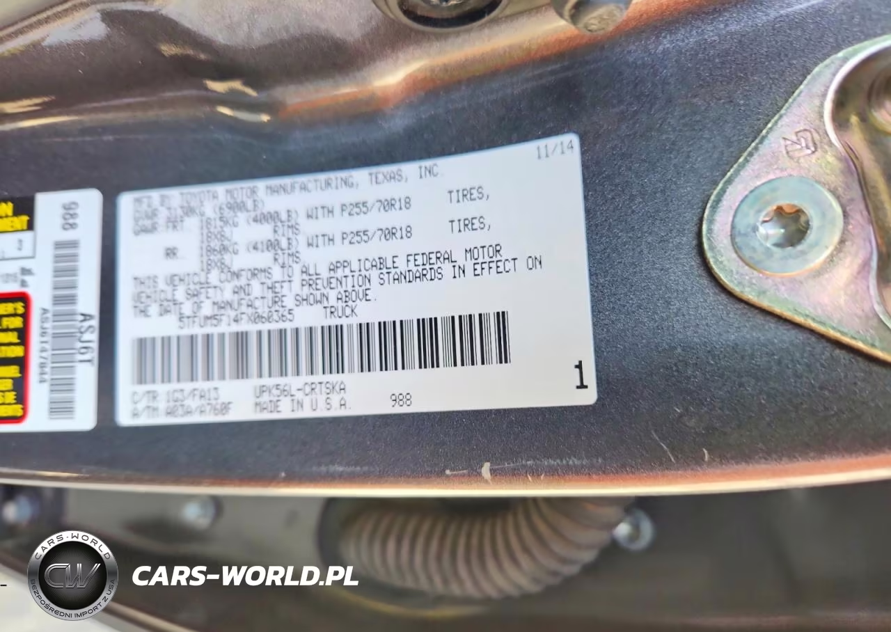 2015 Toyota Tundra Sr VIN:5TFUM5F14FX060365 - 12