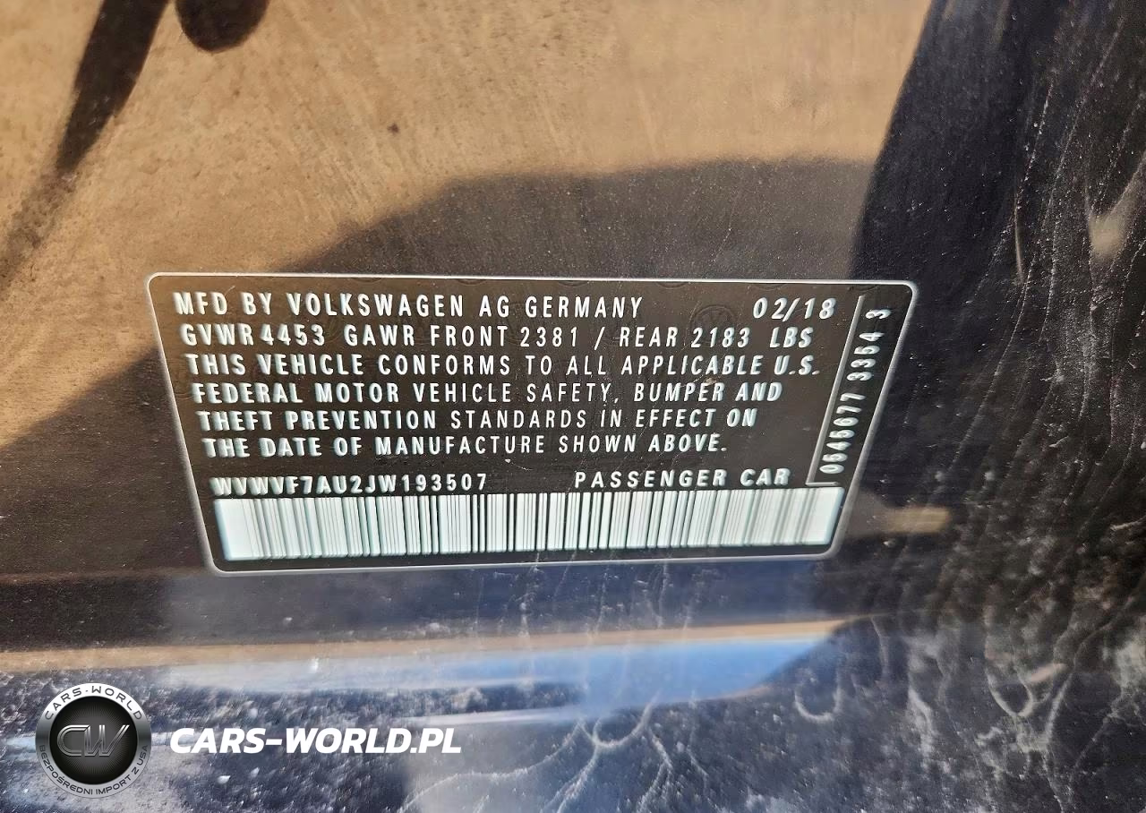 2018 Volkswagen Golf R VIN:WVWVF7AU2JW193507 - 12