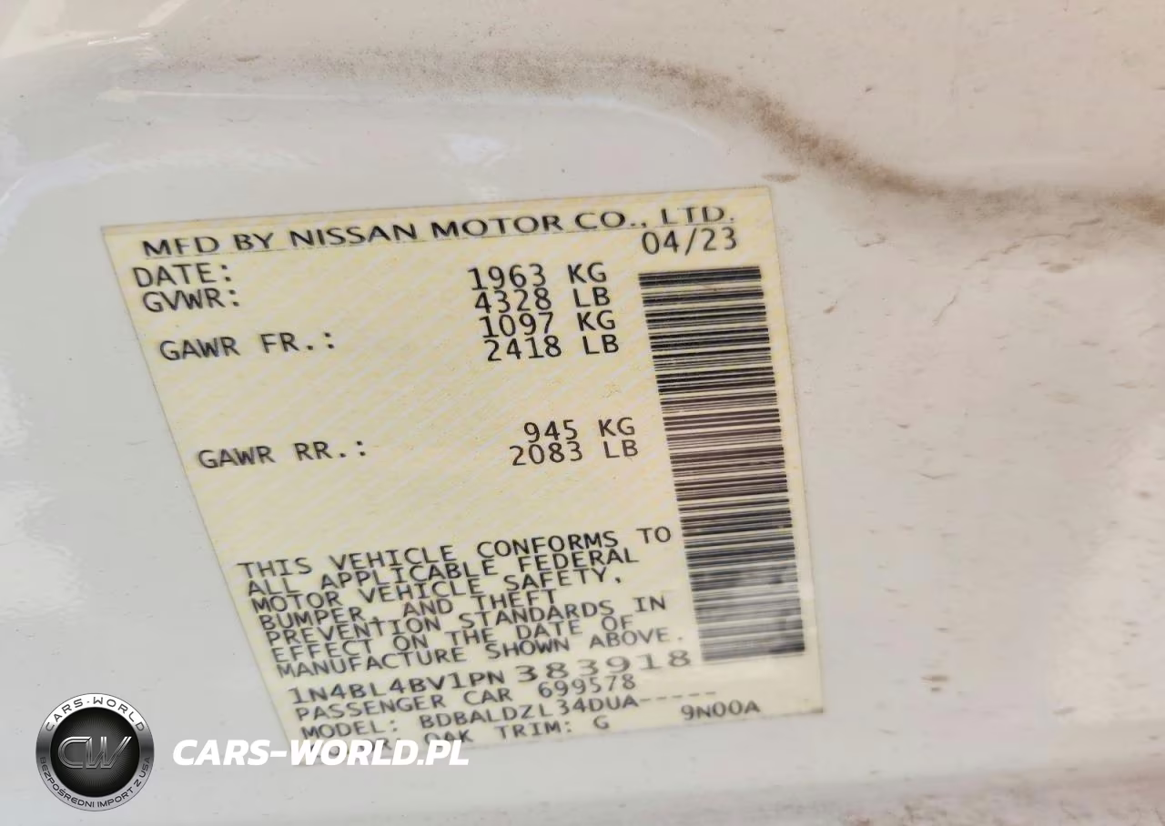 2023 Nissan Altima S VIN:1N4BL4BV1PN383918 - 12