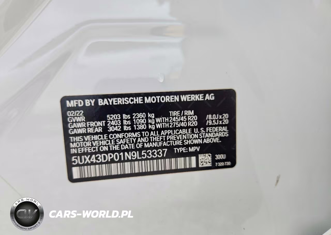 2022 BMW X3 Sdrive30I VIN:5UX43DP01N9L53337 - 13