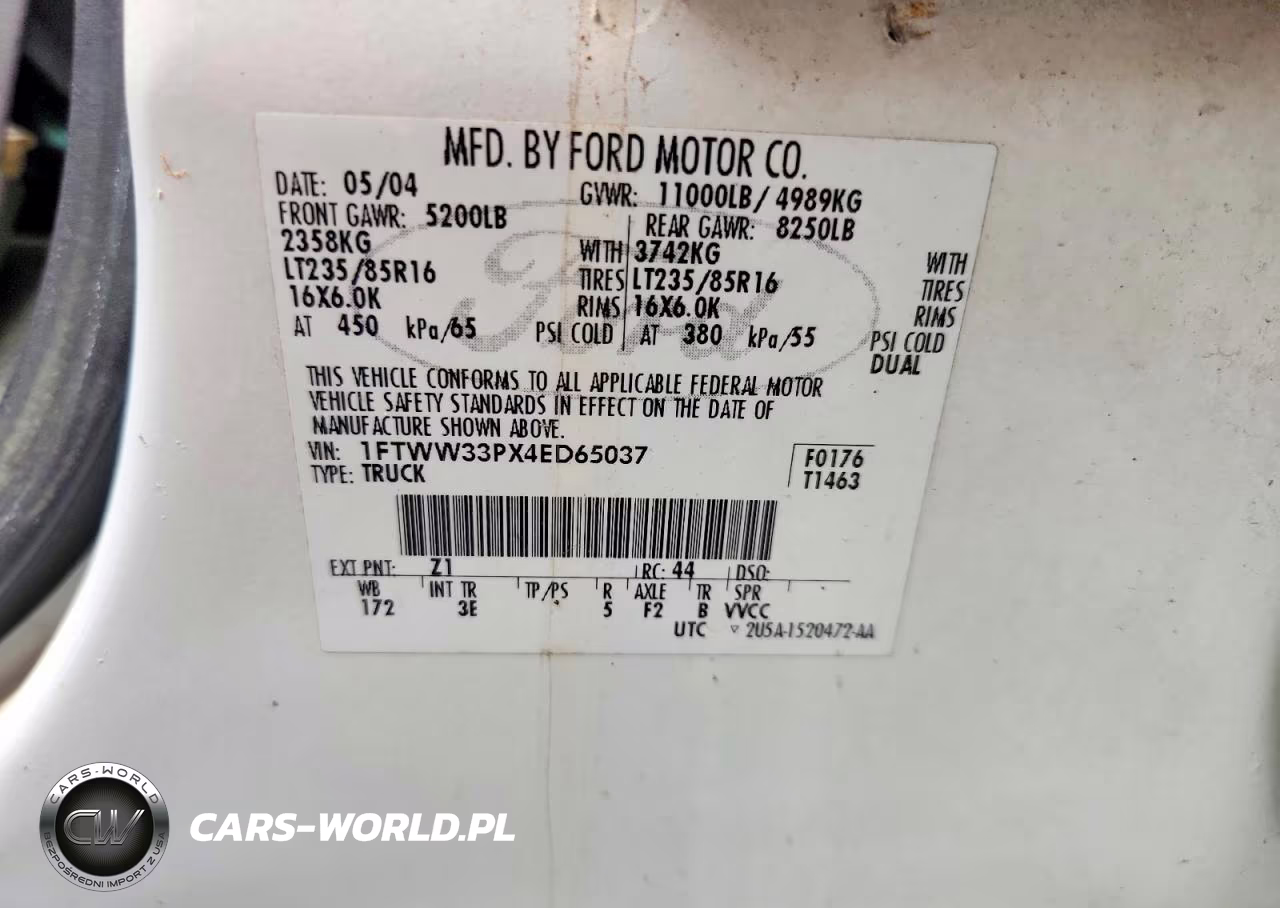 2004 Ford F350 Super Duty VIN:1FTWW33PX4ED65037 - 13