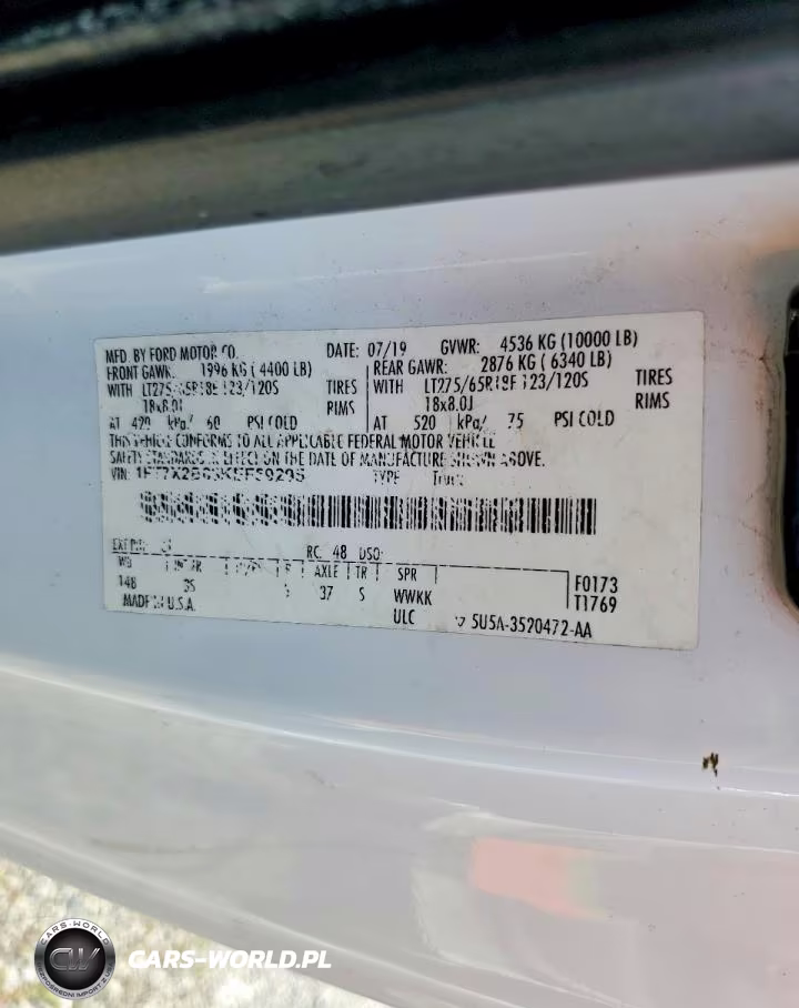 2019 Ford F250 Super Duty VIN:1FT7X2B63KEF59295 - 12
