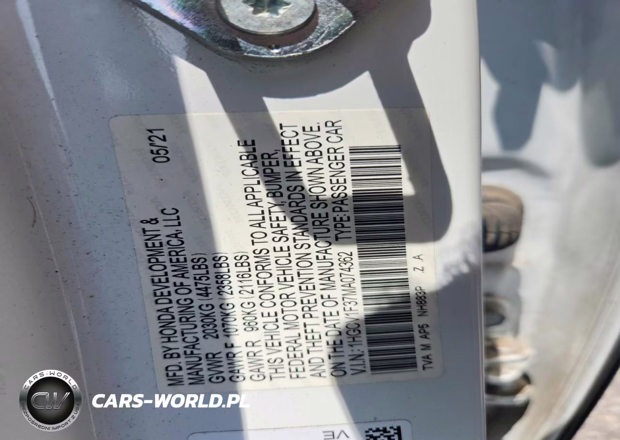 2021 Honda Accord Sport VIN:1HGCV1F37MA074362 - 13