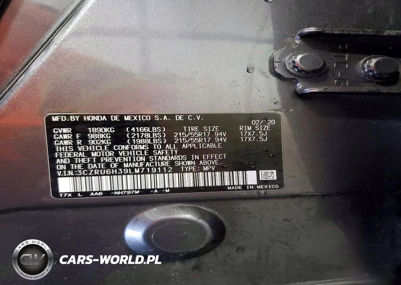 2020 Honda Hr-V Lx VIN:3CZRU6H39LM719112 - 13