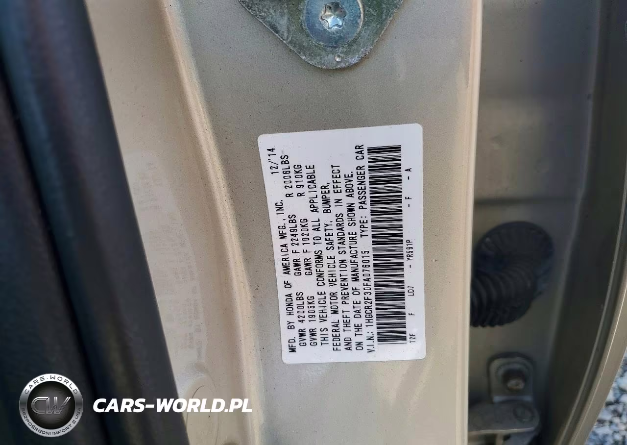 2015 Honda Accord Lx VIN:1HGCR2F30FA076015 - 13