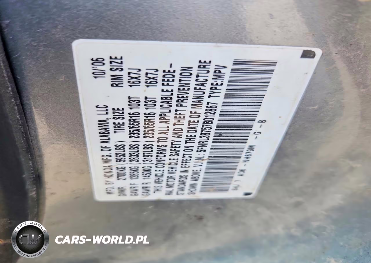 2007 Honda Odyssey Exl VIN:5FNRL38757B012867 - 14
