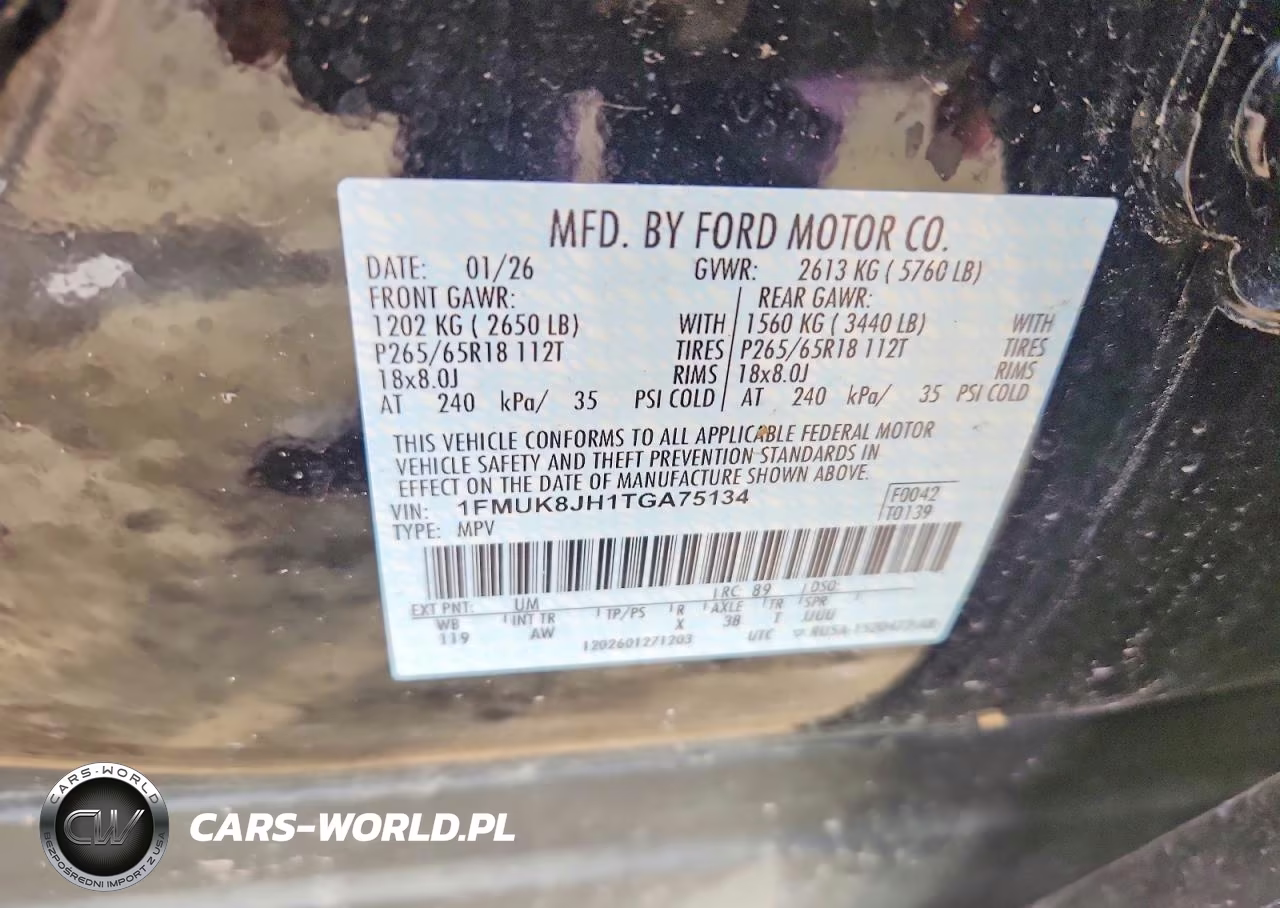 2026 Ford Explorer Tremor VIN:1FMUK8JH1TGA75134 - 12