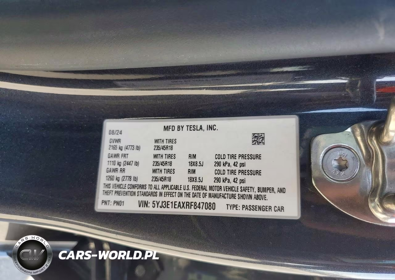 2024 Tesla Model 3 VIN:5YJ3E1EAXRF847080 - 12
