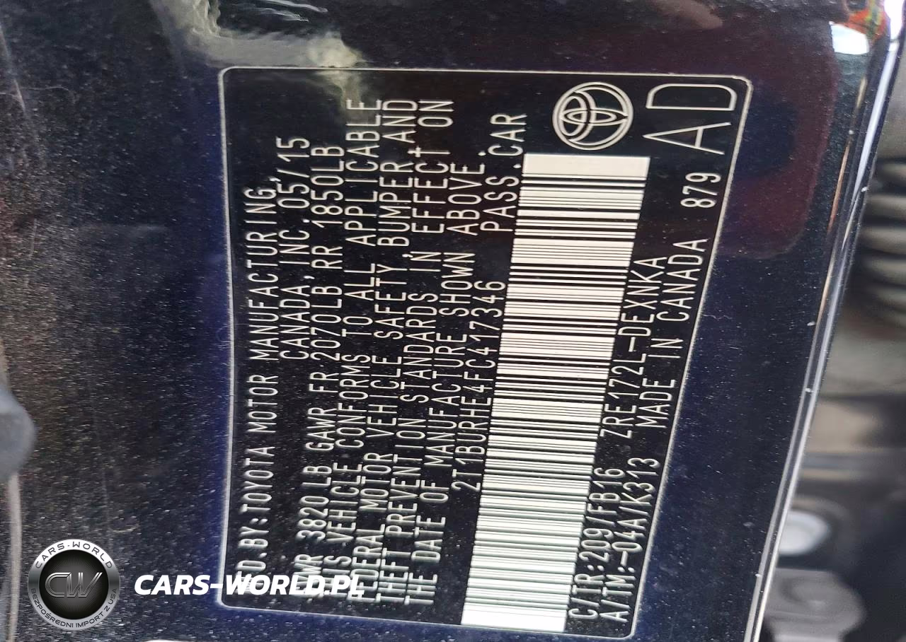 2015 Toyota Corolla Le VIN:2T1BURHE4FC417346 - 12
