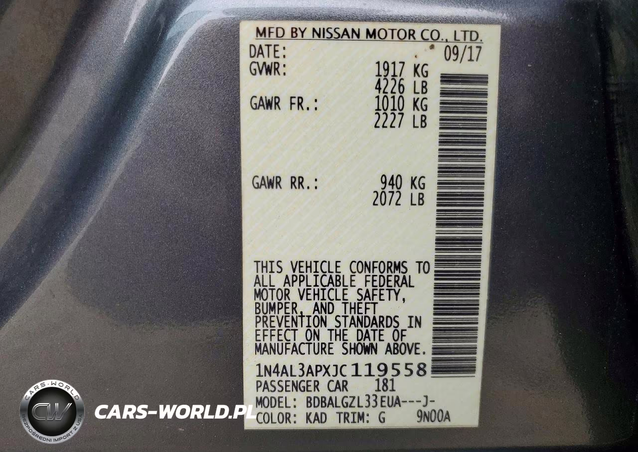 2018 Nissan Altima 2.5 S VIN:1N4AL3APXJC119558 - 12