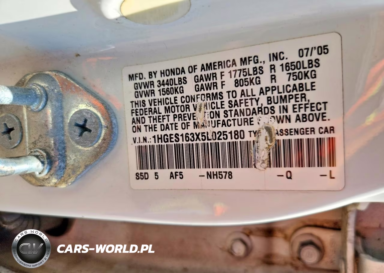 2005 Honda Civic Dx Vp VIN:1HGES163X5L025180 - 12