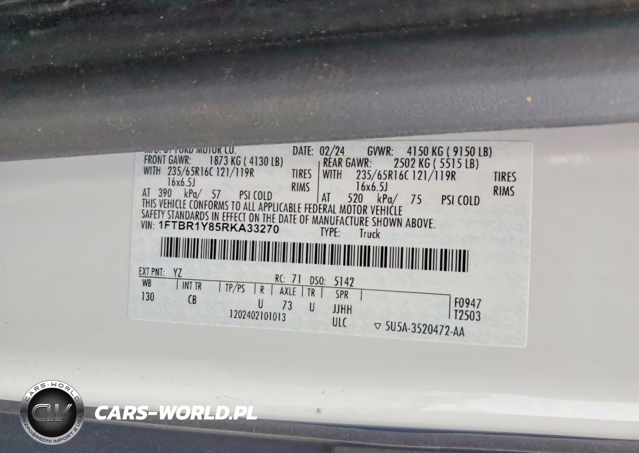 2024 Ford Transit T-250 VIN:1FTBR1Y85RKA33270 - 13