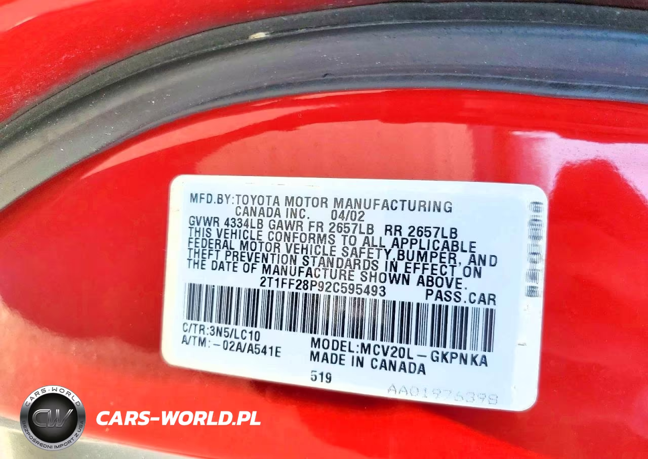 2002 Toyota Camry Solara Sle V6 VIN:2T1FF28P92C595493 - 12