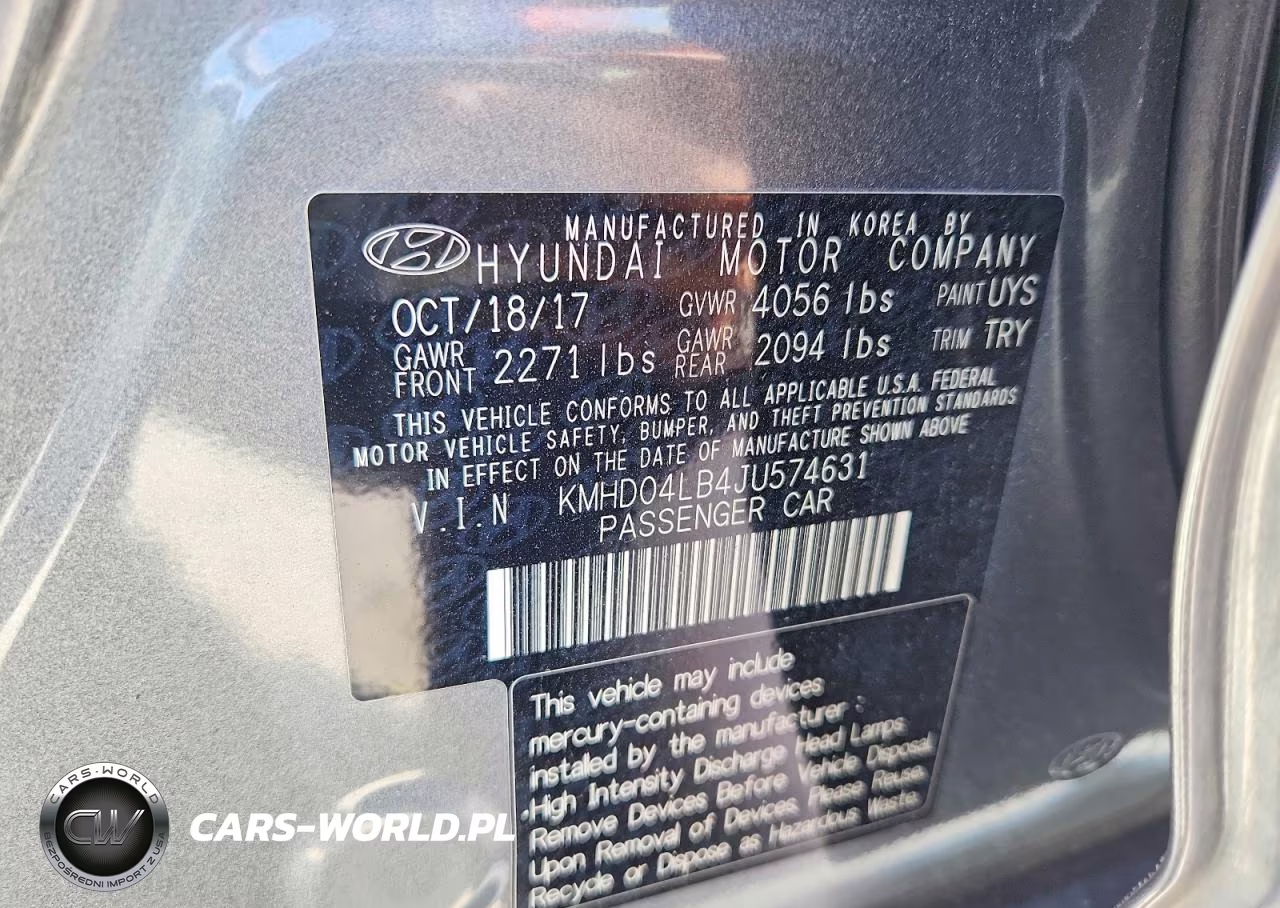 2018 Hyundai Elantra Sport VIN:KMHD04LB4JU574631 - 12