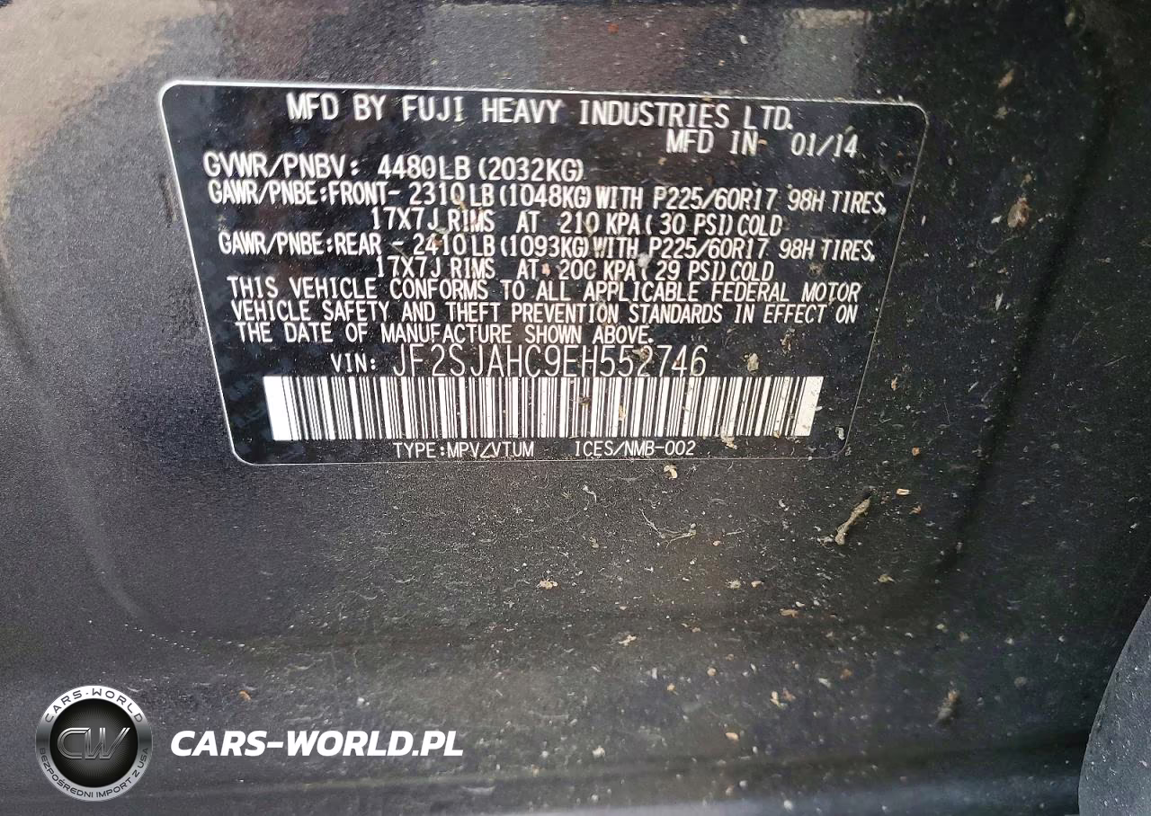 2014 Subaru Forester 2.5I Limited VIN:JF2SJAHC9EH552746 - 14