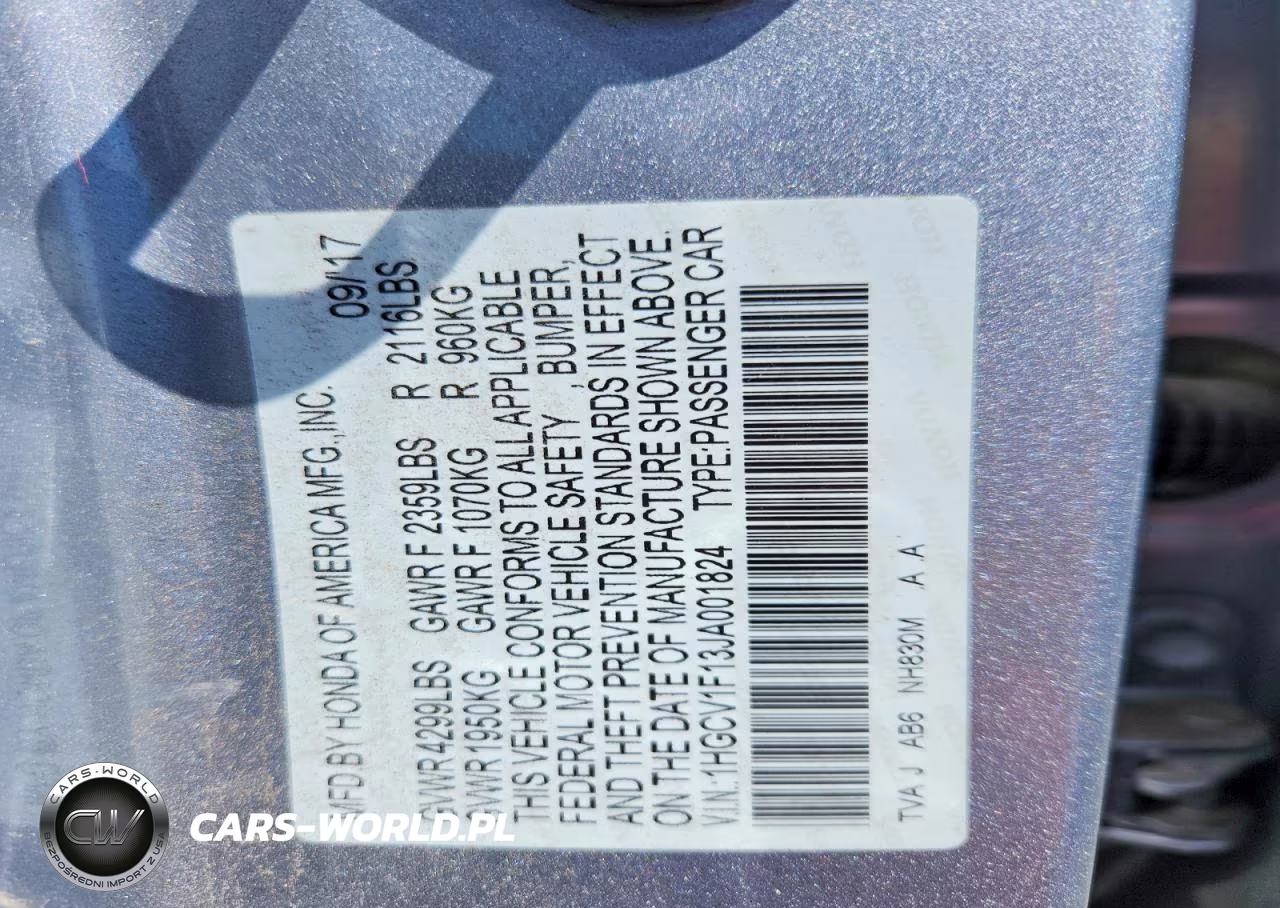 2018 Honda Accord Lx VIN:1HGCV1F13JA001824 - 12