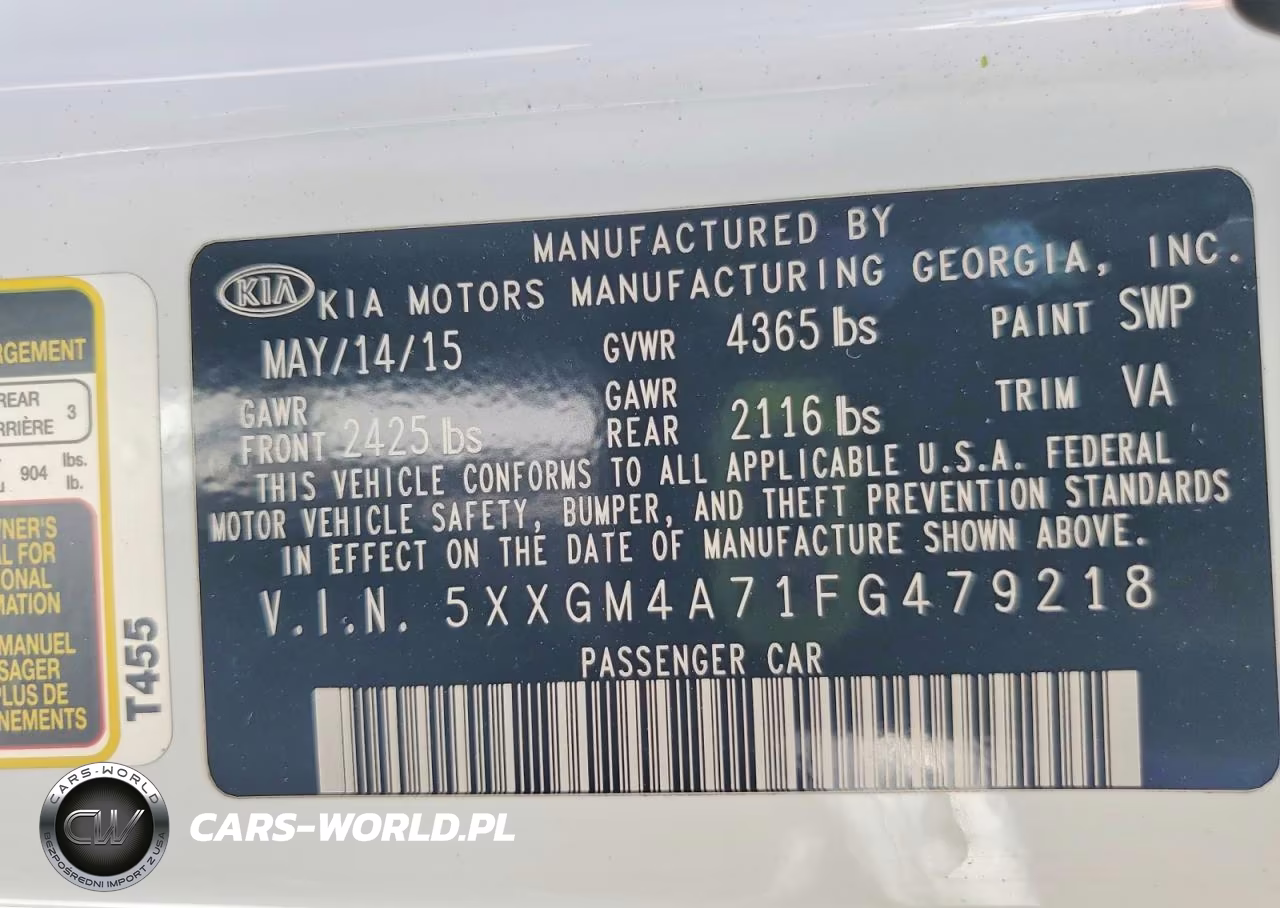 2015 Kia Optima Lx VIN:5XXGM4A71FG479218 - 13