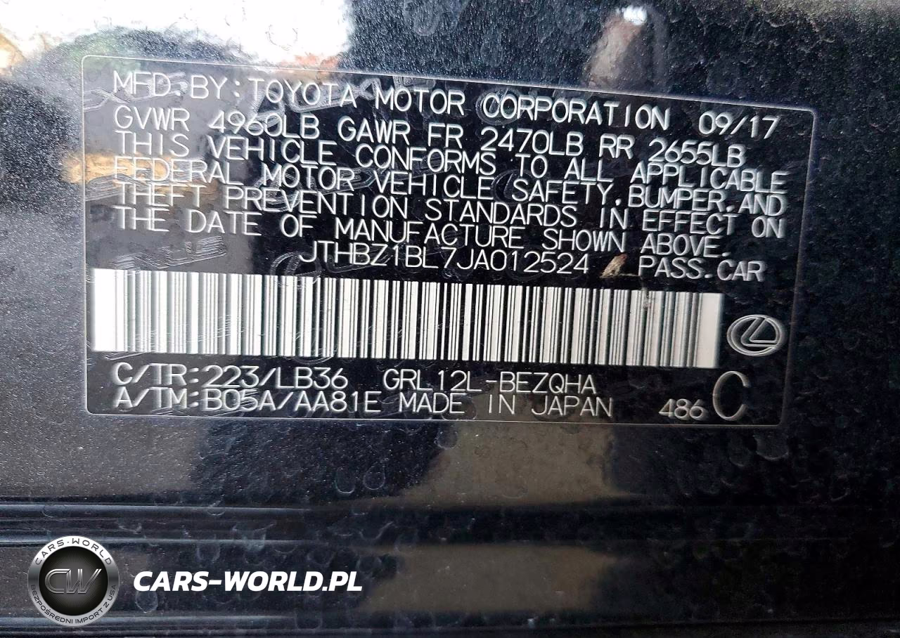 2018 Lexus Gs 350 F Sport VIN:JTHBZ1BL7JA012524 - 12
