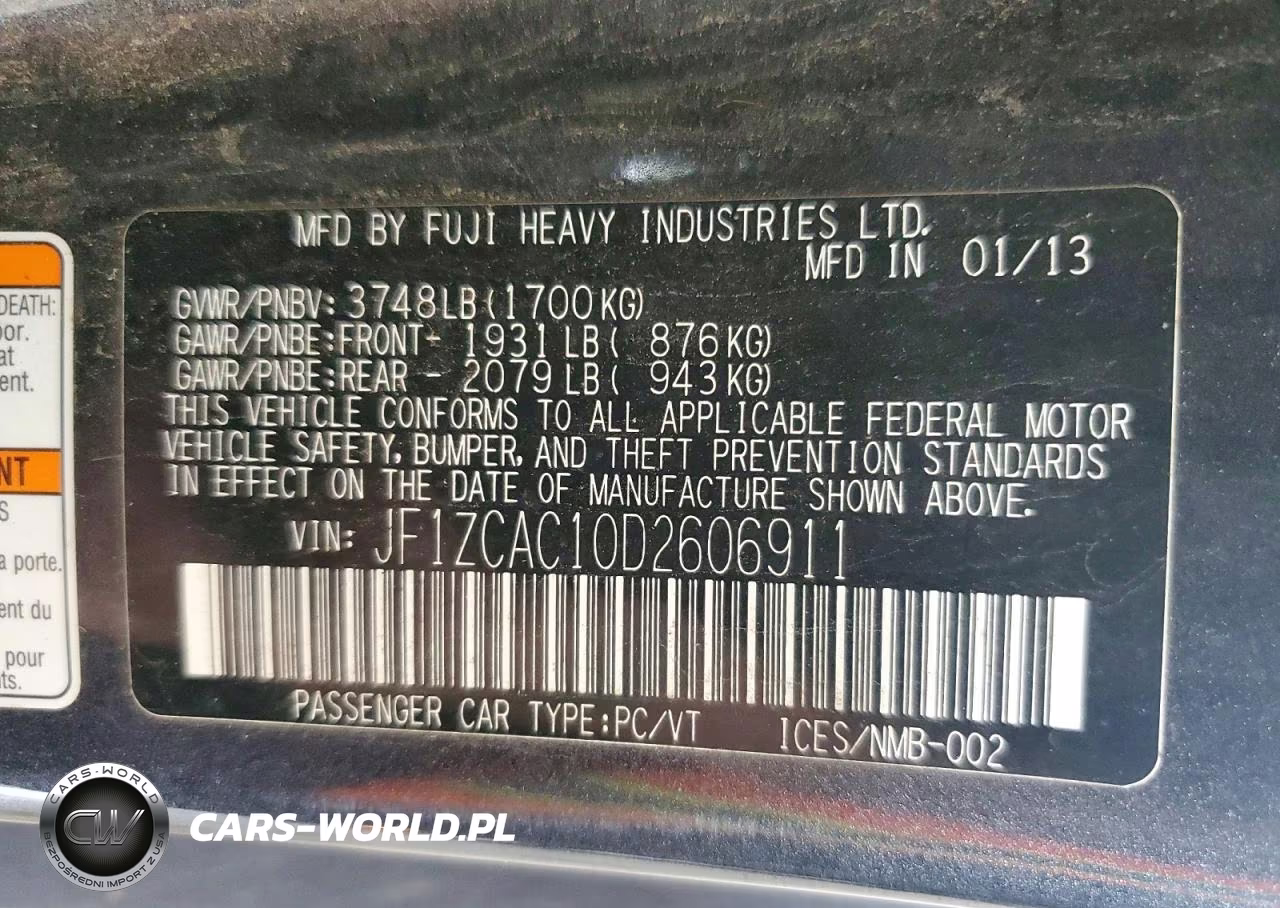 2013 Subaru Brz 2.0 Limited VIN:JF1ZCAC10D2606911 - 12
