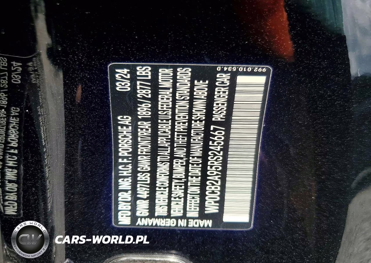 2024 Porsche 911 Carrera S VIN:WP0CB2A95RS245667 - 12