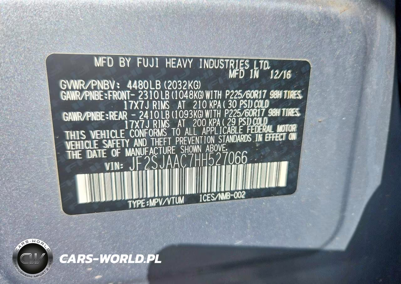 2017 Subaru Forester 2.5I VIN:JF2SJAAC7HH527066 - 13