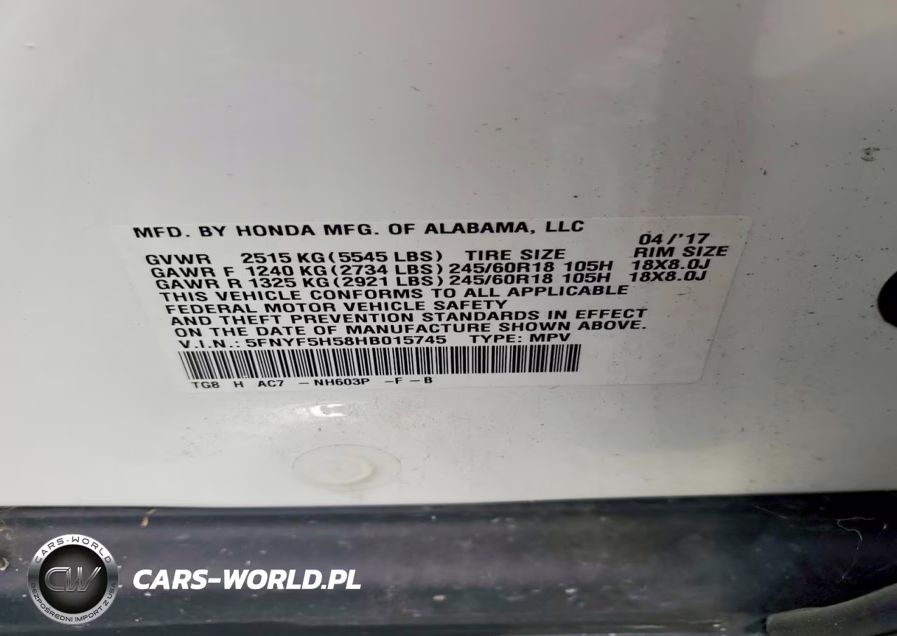 2017 Honda Pilot Exl VIN:5FNYF5H58HB015745 - 13