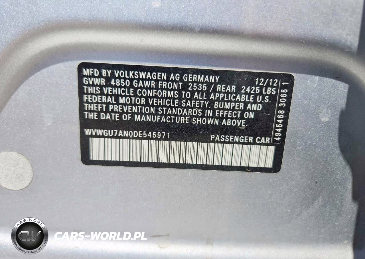 2013 Volkswagen Cc Vr6 4Motion VIN:WVWGU7AN0DE545971 - 13