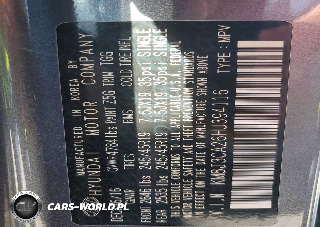 2017 Hyundai Tucson Sport VIN:KM8J3CA26HU394116 - 13