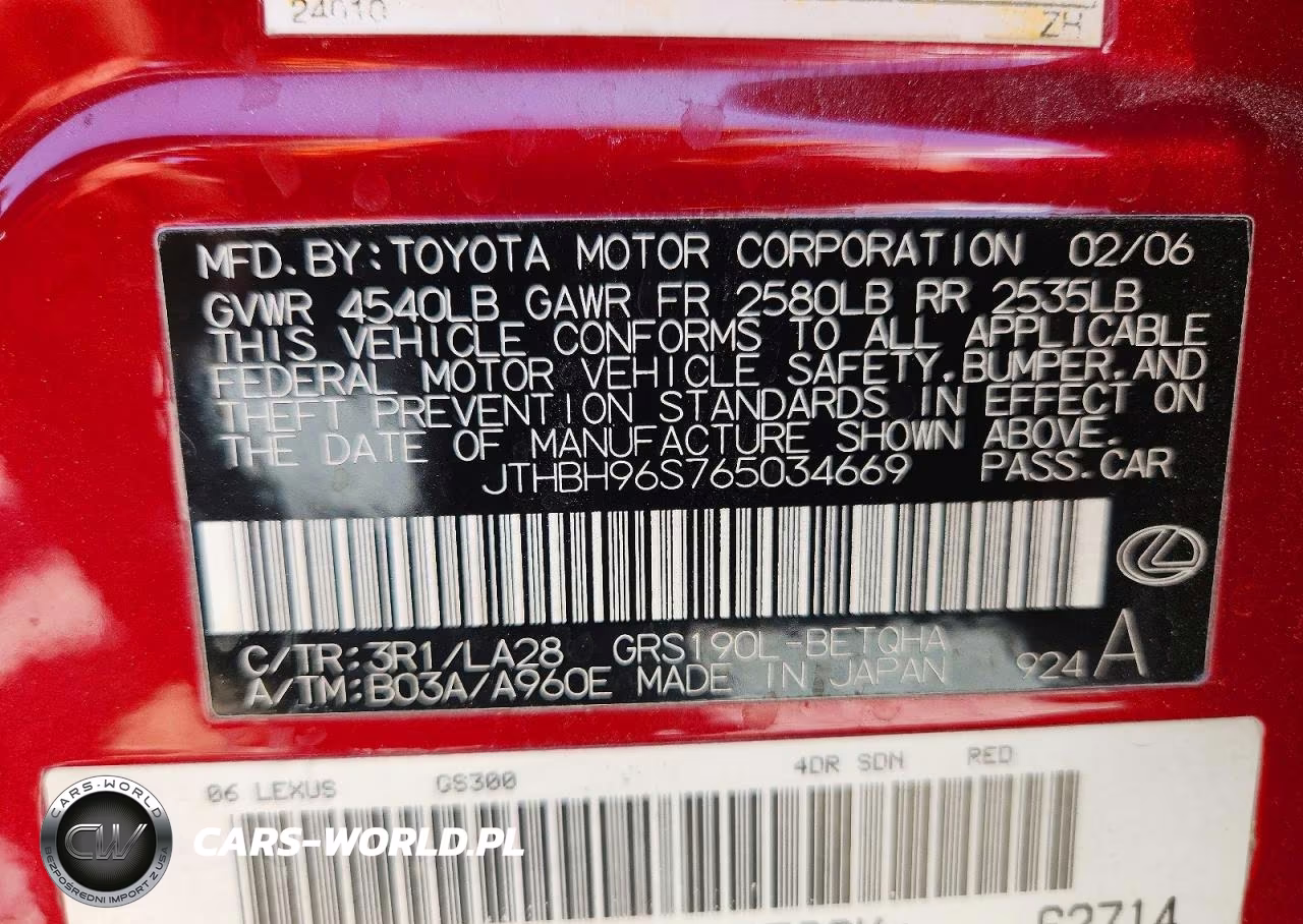 2006 Lexus Gs 300 VIN:JTHBH96S765034669 - 12