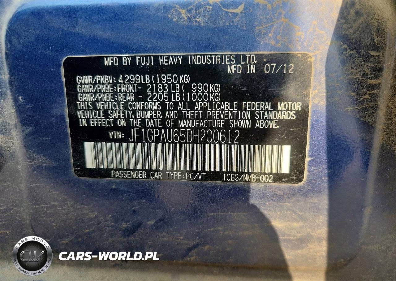 2013 Subaru Impreza Sport Limited VIN:JF1GPAU65DH200612 - 12