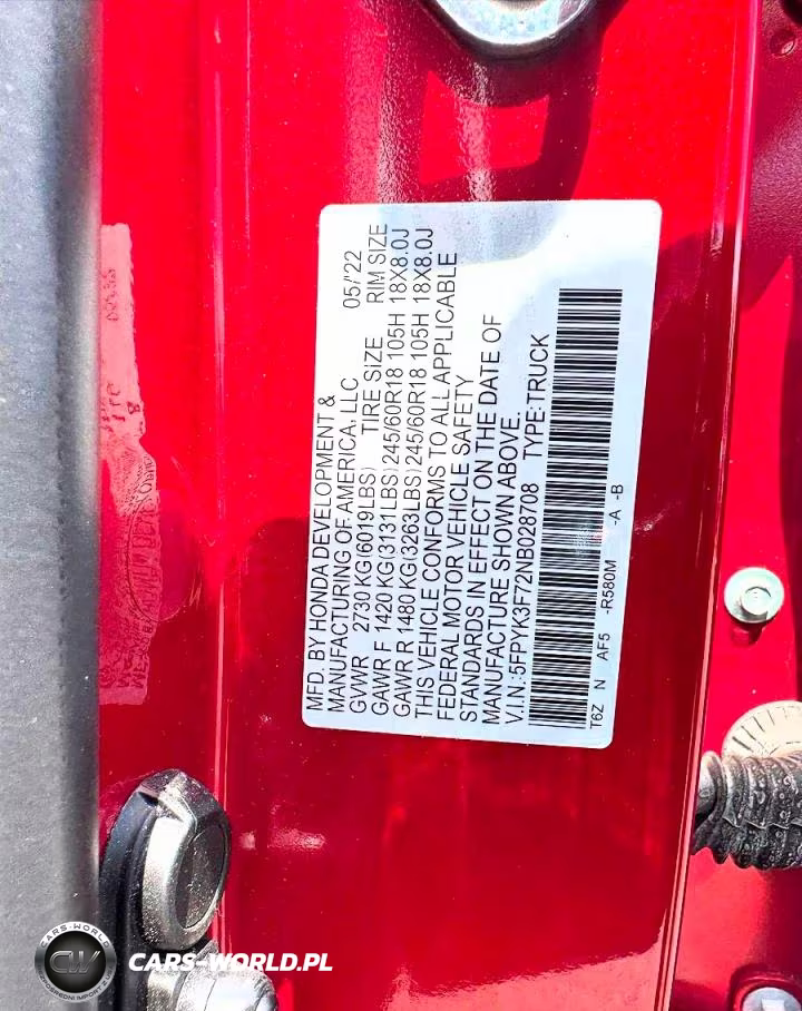 2022 Honda Ridgeline Rtl VIN:5FPYK3F72NB028708 - 10